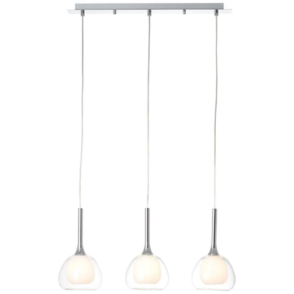 BRILLIANT lampa Hadan pendelljus 3-flammar krom / vittransparent | 3x D45, E14, 40W, lämplig för dropplampor (ingår ej) | Skala A ++ till E | Justerba