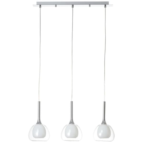 BRILLIANT lampa Hadan pendelljus 3-flammar krom / vittransparent | 3x D45, E14, 40W, lämplig för dropplampor (ingår ej) | Skala A ++ till E | Justerba