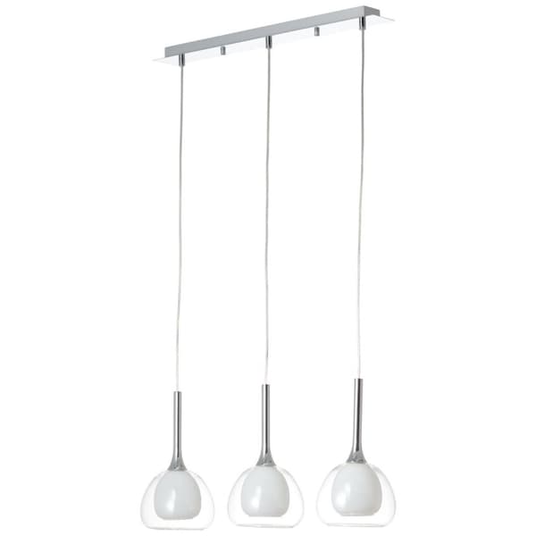 BRILLIANT lampa Hadan pendelljus 3-flammar krom / vittransparent | 3x D45, E14, 40W, lämplig för dropplampor (ingår ej) | Skala A ++ till E | Justerba