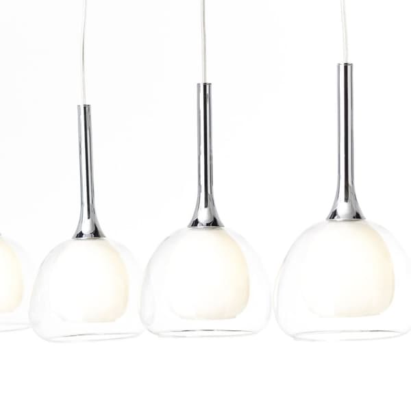 BRILLIANT lampa Hadan pendellampa 4-lågor krom / vit transparent | 4x D45, E14, 40W, lämplig för dropplampor (ingår ej) | Skala A ++ till E | Justerba