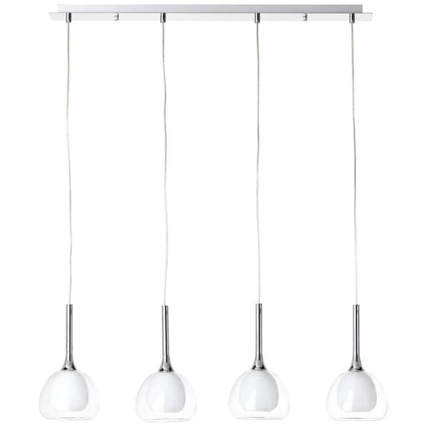 BRILLIANT lampa Hadan pendellampa 4-lågor krom / vit transparent | 4x D45, E14, 40W, lämplig för dropplampor (ingår ej) | Skala A ++ till E | Justerba