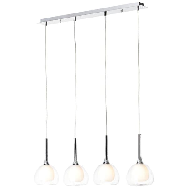 BRILLIANT lampa Hadan pendellampa 4-lågor krom / vit transparent | 4x D45, E14, 40W, lämplig för dropplampor (ingår ej) | Skala A ++ till E | Justerba