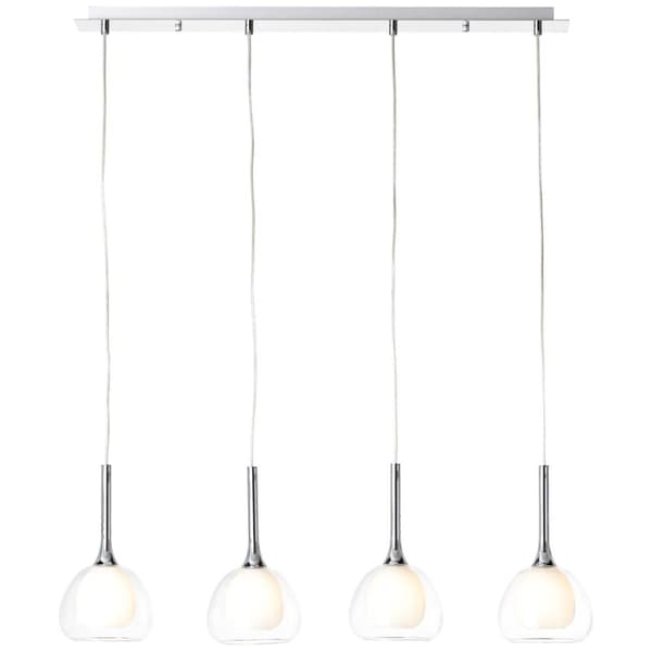 BRILLIANT lampa Hadan pendellampa 4-lågor krom / vit transparent | 4x D45, E14, 40W, lämplig för dropplampor (ingår ej) | Skala A ++ till E | Justerba