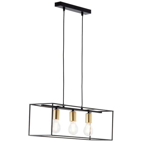 BRILLIANT lampa Arica pendelljus 3-lågor svart / mässing | 3x A60, E27, 60W, lämplig för normala lampor (ingår ej) | Skala A ++ till E | Kabeln kan fö