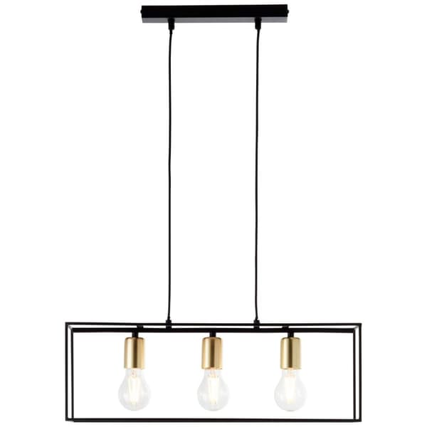 BRILLIANT lampa Arica pendelljus 3-lågor svart / mässing | 3x A60, E27, 60W, lämplig för normala lampor (ingår ej) | Skala A ++ till E | Kabeln kan fö