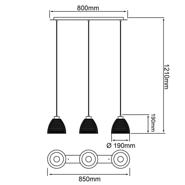 BRILLIANT lampa Koppla av pendelljus 3-flammar brons / krom | 3x A60, E27, 60W, gf normala lampor n, Ent, | Justerbar höjd / kabel kan förkortas | Läm