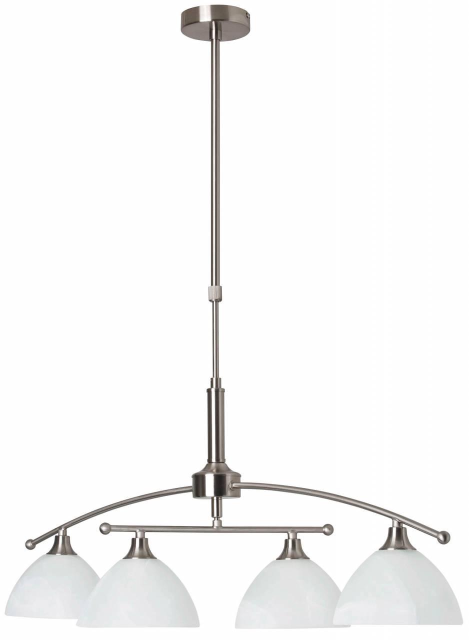 BRILLIANT lampa Enzio pendelljus 4-lågor järn / vit-alabaster | 4x D45, E14, 40W, lämplig för dropplampor ingår inte | Justerbar i höjd | Arm roterbar