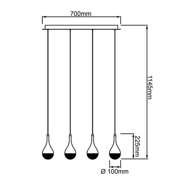 BRILLIANT lampe Frizzante LED pendel 4-flamme krom easyDim | 4x 5W LED integreret SMD, 400lm, 3000K | EasyDim: kan dæmpes med konventionelle lyskontak