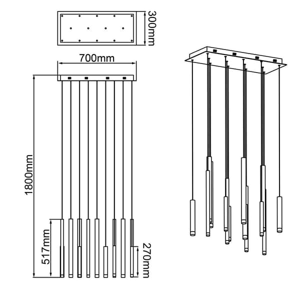 BRILLIANT lamppu cembalo LED-riippuvalaisin 14 liekin ruskea / kahvi | 14x 4W integroitu LED, 293lm, 3000K | Himmennettävä kolmessa vaiheessa seinäkyt