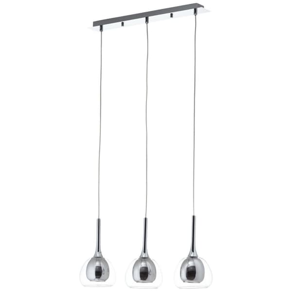 BRILLIANT lampe Hadan pendel 3-flammer røg / gennemsigtig / krom | 3x D45, E14, 40W, velegnet til dryplamper medfølger ikke Justerbar højde/kabel kan