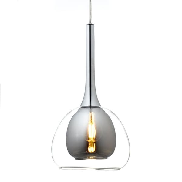BRILLIANT lampe Hadan pendel 3-flammer røg / gennemsigtig / krom | 3x D45, E14, 40W, velegnet til dryplamper medfølger ikke Justerbar højde/kabel kan