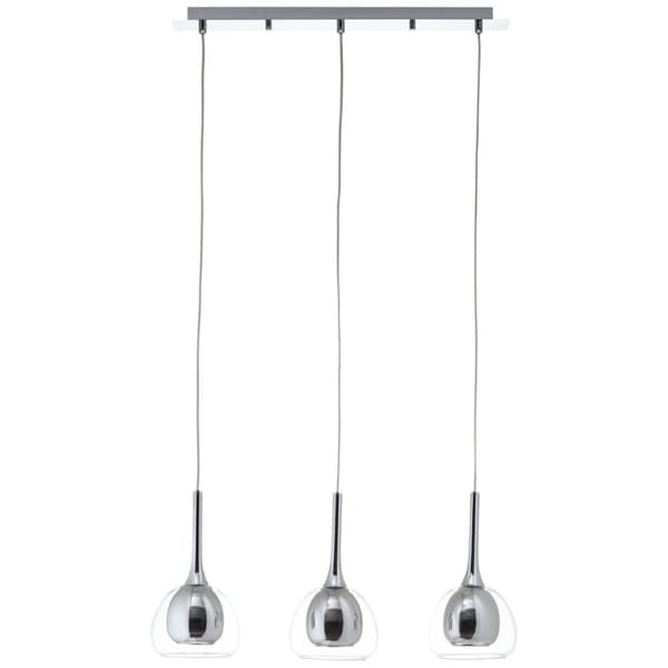 BRILLIANT lampe Hadan pendel 3-flammer røg / gennemsigtig / krom | 3x D45, E14, 40W, velegnet til dryplamper medfølger ikke Justerbar højde/kabel kan