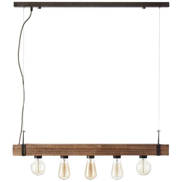 BRILLIANT lampe Woodhill pendel 5-flammer antik / sort | 5x A60, E27, 30W, gf normale lamper n, Ent, | Højdejusterbar | Velegnet til LED-lamper