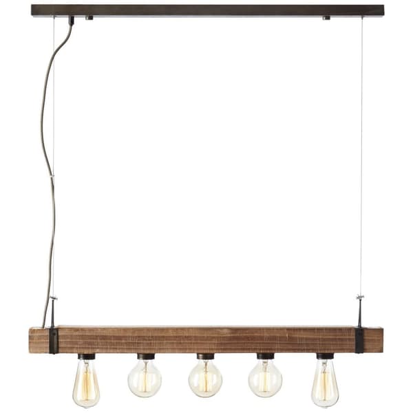 BRILLIANT lampe Woodhill pendel 5-flammer antik / sort | 5x A60, E27, 30W, gf normale lamper n, Ent, | Højdejusterbar | Velegnet til LED-lamper