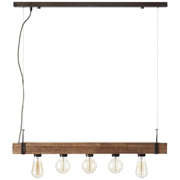 BRILLIANT lampe Woodhill pendel 5-flammer antik / sort | 5x A60, E27, 30W, gf normale lamper n, Ent, | Højdejusterbar | Velegnet til LED-lamper