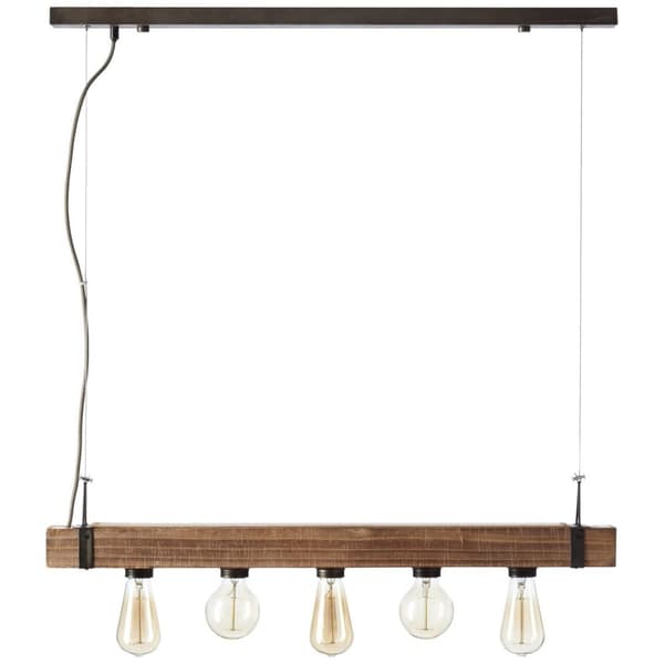 BRILLIANT lampe Woodhill pendel 5-flammer antik / sort | 5x A60, E27, 30W, gf normale lamper n, Ent, | Højdejusterbar | Velegnet til LED-lamper