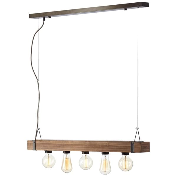 BRILLIANT lampe Woodhill pendel 5-flammer antik / sort | 5x A60, E27, 30W, gf normale lamper n, Ent, | Højdejusterbar | Velegnet til LED-lamper