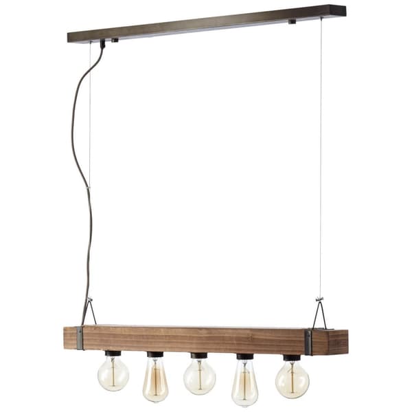 BRILLIANT lampe Woodhill pendel 5-flammer antik / sort | 5x A60, E27, 30W, gf normale lamper n, Ent, | Højdejusterbar | Velegnet til LED-lamper