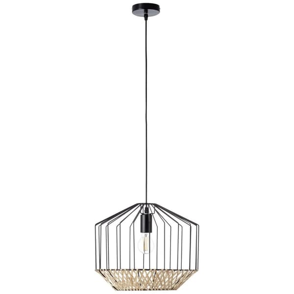 BRILLIANT Templo taklampa 37cm svart / naturliga inomhuslampor, taklampor | 1x A60, E27, 40W, lämplig för vanliga lampor (ingår ej) | A ++ | Justerbar