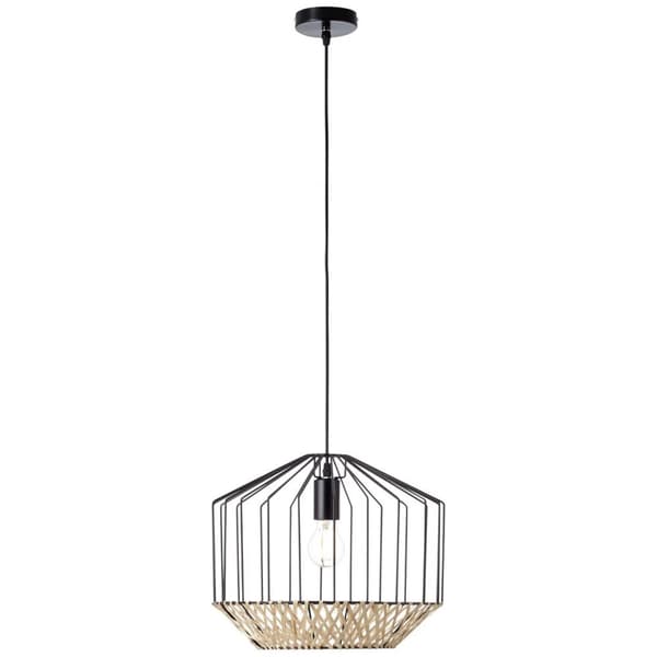 BRILLIANT Templo taklampa 37cm svart / naturliga inomhuslampor, taklampor | 1x A60, E27, 40W, lämplig för vanliga lampor (ingår ej) | A ++ | Justerbar