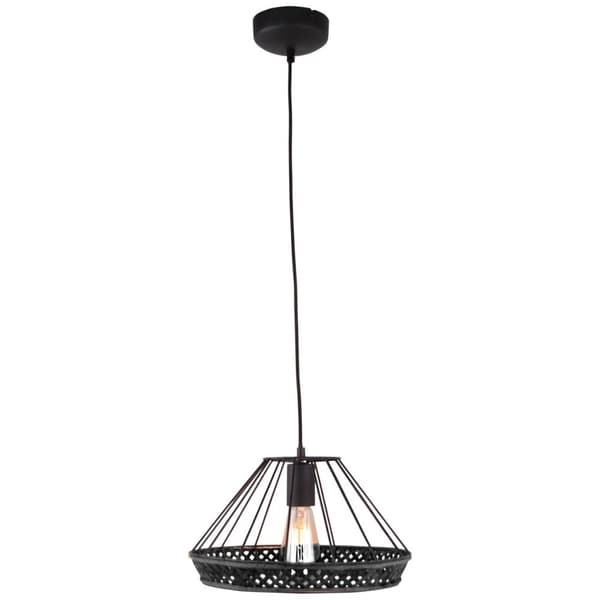 BRILLIANT Tory loftslampe 1-flamme sort mat / rattan indendørs lamper, loftslamper | 1x A60, E27, 40W, egnet til standardlamper (medfølger ikke) | A +