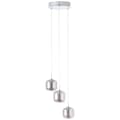 Pikkukuva 6 / 8: BRILLIANT Rafa LED-riippuvalaisin 3-liekki, pyöreä kromi / savulasihelat, riippuvalaisimet, pyöreä | 3x 5,67W integroitu LED, (valovirta: 528lm, valon