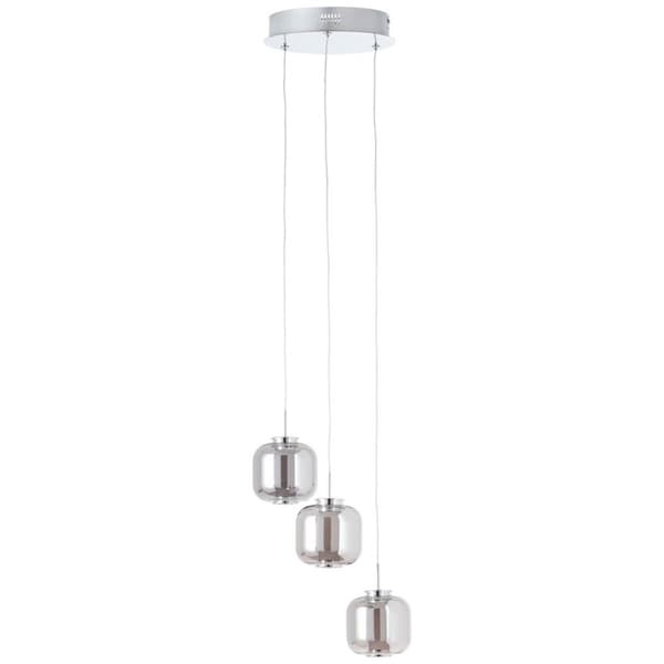 BRILLIANT Rafa LED-riippuvalaisin 3-liekki, pyöreä kromi / savulasihelat, riippuvalaisimet, pyöreä | 3x 5,67W integroitu LED, (valovirta: 528lm, valon
