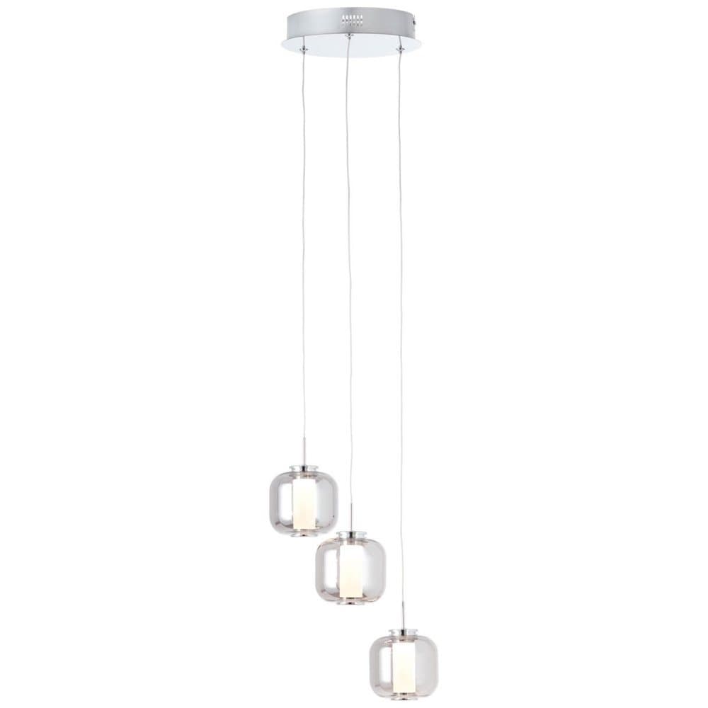 BRILLIANT Rafa LED-pendellampa 3-lågor, runda krom- / rökt glasinredningar, pendellampor, roundel | 3x 5,67W integrerad LED, (ljusflöde: 528lm, ljusfä