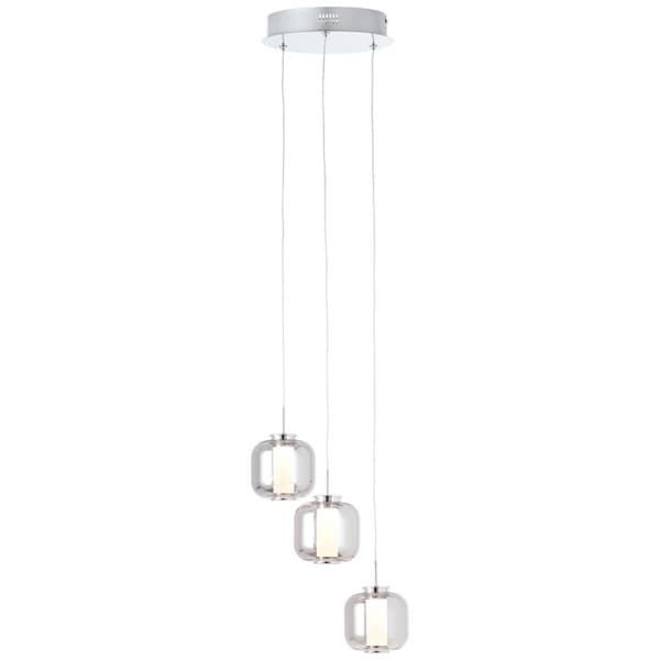 BRILLIANT Rafa LED-pendellampa 3-lågor, runda krom- / rökt glasinredningar, pendellampor, roundel | 3x 5,67W integrerad LED, (ljusflöde: 528lm, ljusfä