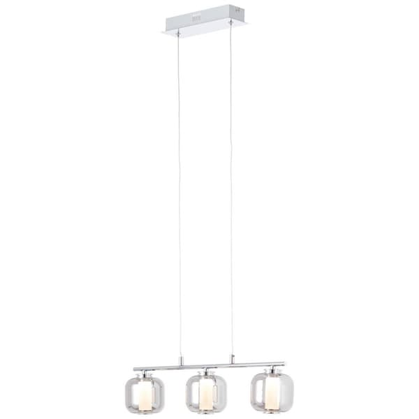 BRILLIANT Rafa LED pendel 3-flammer barer krom / røget glas interiør lamper, pendel, barer | 3x 5,6W integreret LED, (lysstrøm: 697lm, lysfarve: 3000K