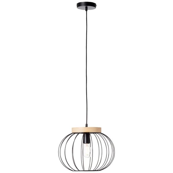 BRILLIANT Sorana loftslampe 1-flamme sort / træfarvet indendørsbelysning, loftslamper | 1x A60, E27, 40W, egnet til standardlamper (medfølger ikke) |