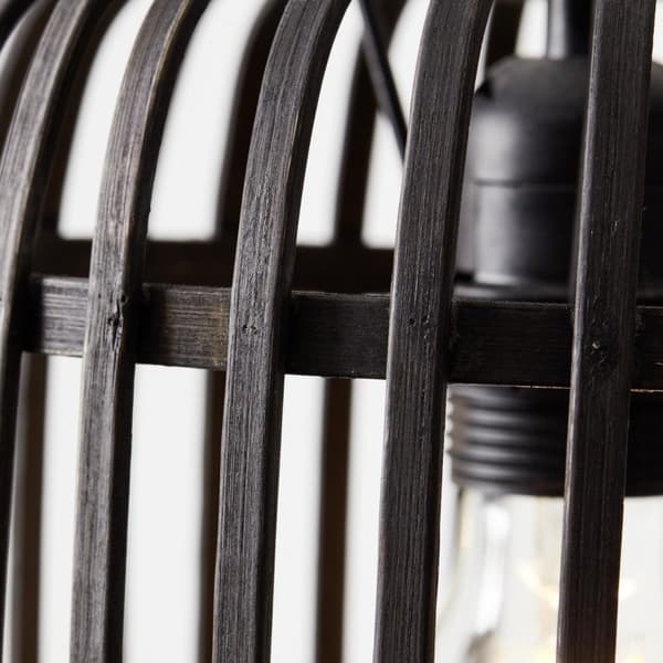BRILLIANT lamppu, Woodrow kattovalaisin, 3-liekkinen puu tumma / musta, metalli / bambu, 3x A60, E27, 60W, vakiolamput (ei sisälly), A ++