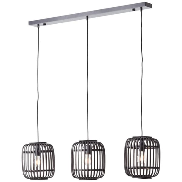 BRILLIANT lamppu, Woodrow kattovalaisin, 3-liekkinen puu tumma / musta, metalli / bambu, 3x A60, E27, 60W, vakiolamput (ei sisälly), A ++