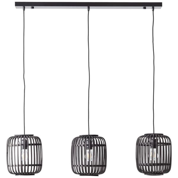 BRILLIANT lamppu, Woodrow kattovalaisin, 3-liekkinen puu tumma / musta, metalli / bambu, 3x A60, E27, 60W, vakiolamput (ei sisälly), A ++