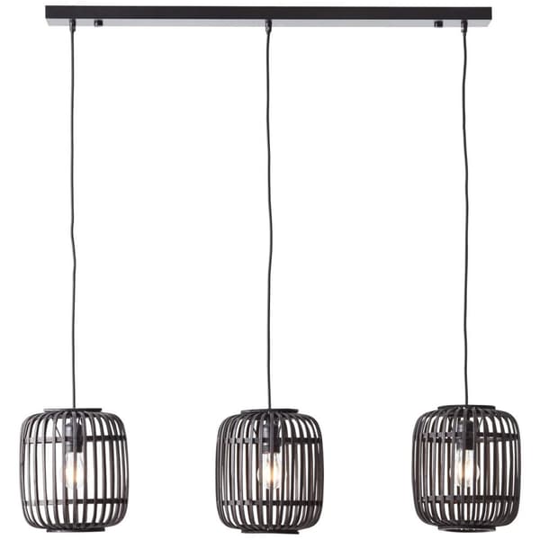 BRILLIANT lamppu, Woodrow kattovalaisin, 3-liekkinen puu tumma / musta, metalli / bambu, 3x A60, E27, 60W, vakiolamput (ei sisälly), A ++