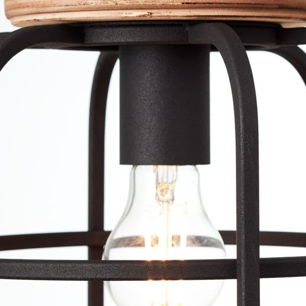 BRILLIANT lampe, Gwen loftslampe 1-flamme antik træ / sort korund, metal / træ, 1x A60, E27, 40W, standard lamper (medfølger ikke), A ++