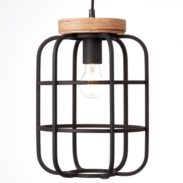 BRILLIANT lampe, Gwen loftslampe 1-flamme antik træ / sort korund, metal / træ, 1x A60, E27, 40W, standard lamper (medfølger ikke), A ++