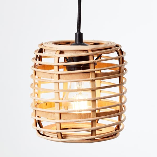 BRILLIANT lampe, Crosstown loftlampe 16 cm lys træ/sort, bambus/metal, 1x A60, E27, 40W, standard lamper (medfølger ikke), A++