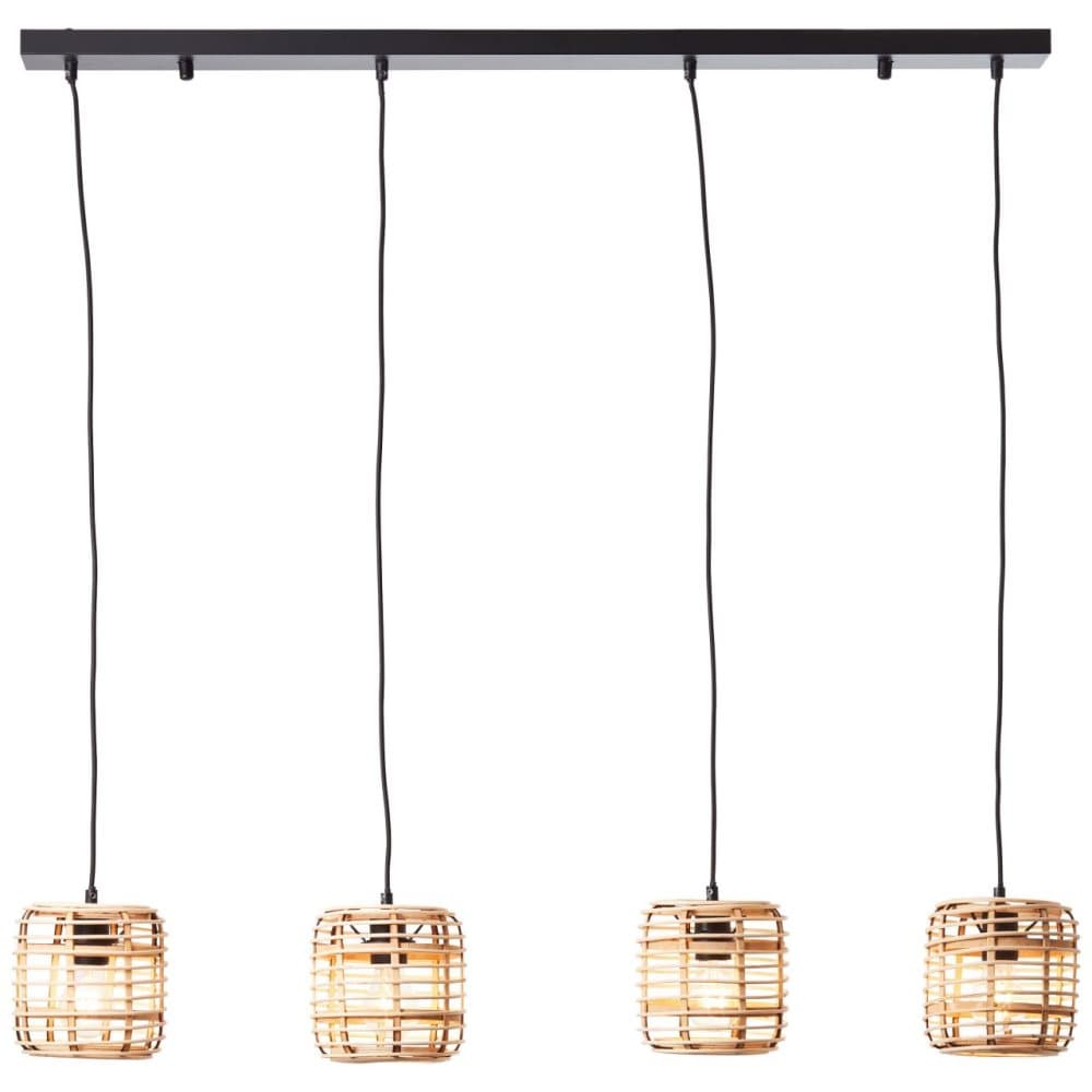 BRILLIANT lampa, Crosstown taklampa 4-lågor trä ljus / svart, metall / bambu, 4x A60, E27, 40W, normala lampor (ingår ej), A ++