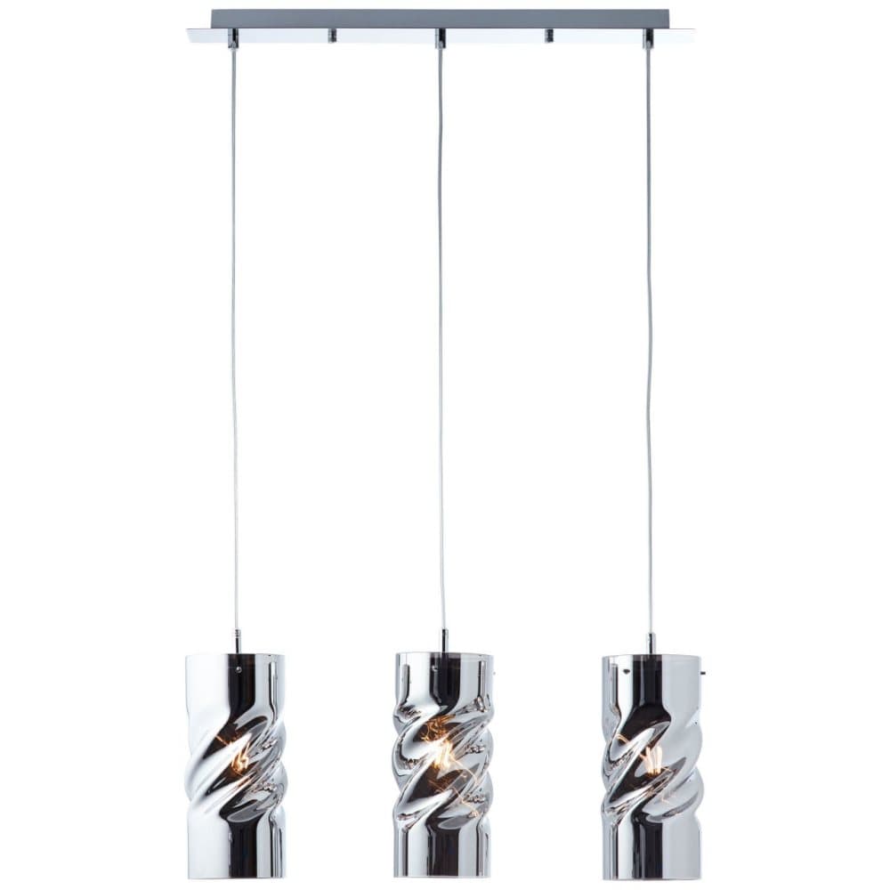 BRILLIANT lampa, lockigt taklampa 3-lågor krom, glas / metall, 3x A60, E27, 40W, vanliga lampor (ingår ej), A ++