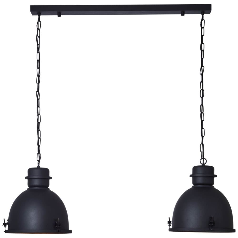 BRILLIANT lampa, Kiki taklampa 2-lågor svart korund, metall, 2x A60, E27, 52W, vanliga lampor (ingår ej), A ++