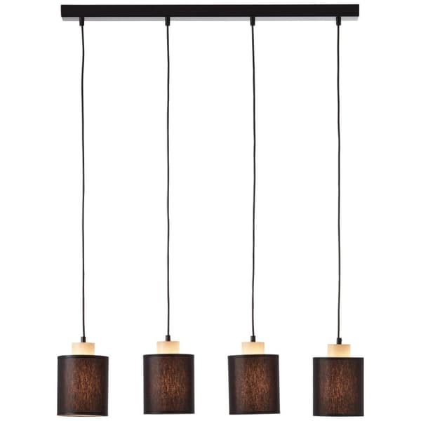 BRILLIANT lampa, Vonnie taklampa 4-lågor svart / träfärgad, metall / trä / textil, 4x A60, E27, 25W, normala lampor (ingår ej), A ++