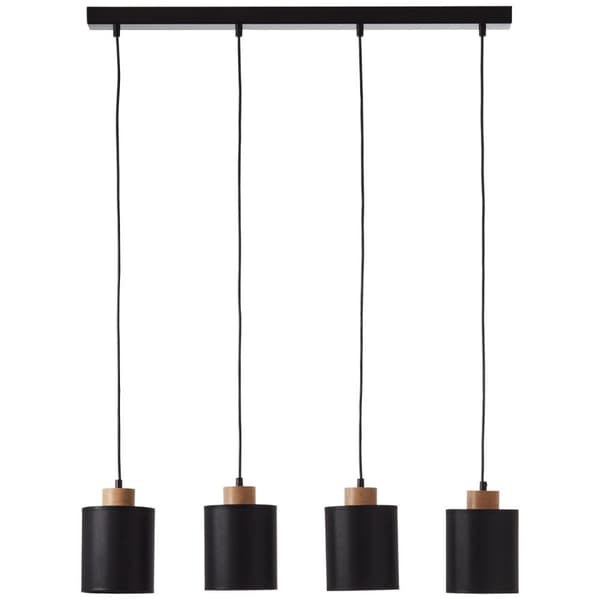 BRILLIANT lampa, Vonnie taklampa 4-lågor svart / träfärgad, metall / trä / textil, 4x A60, E27, 25W, normala lampor (ingår ej), A ++