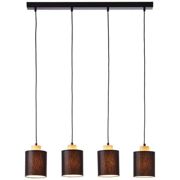 BRILLIANT lampa, Vonnie taklampa 4-lågor svart / träfärgad, metall / trä / textil, 4x A60, E27, 25W, normala lampor (ingår ej), A ++