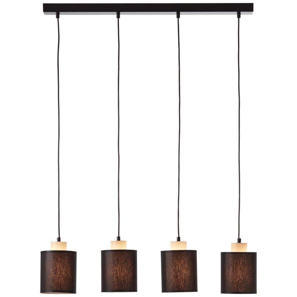 BRILLIANT lampa, Vonnie taklampa 4-lågor svart / träfärgad, metall / trä / textil, 4x A60, E27, 25W, normala lampor (ingår ej), A ++