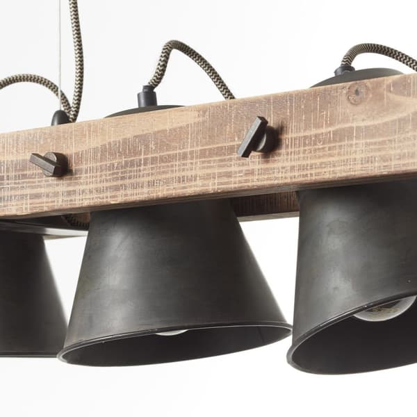 BRILLIANT lampe, Decca loftslampe 3-lags sort stål, 3x A60, E27, 10W, træ fra bæredygtigt skovbrug (FSC)