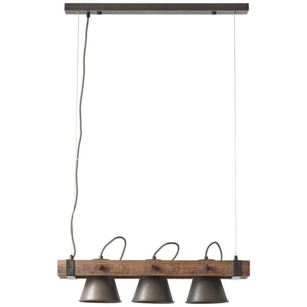 BRILLIANT lampe, Decca loftslampe 3-lags sort stål, 3x A60, E27, 10W, træ fra bæredygtigt skovbrug (FSC)