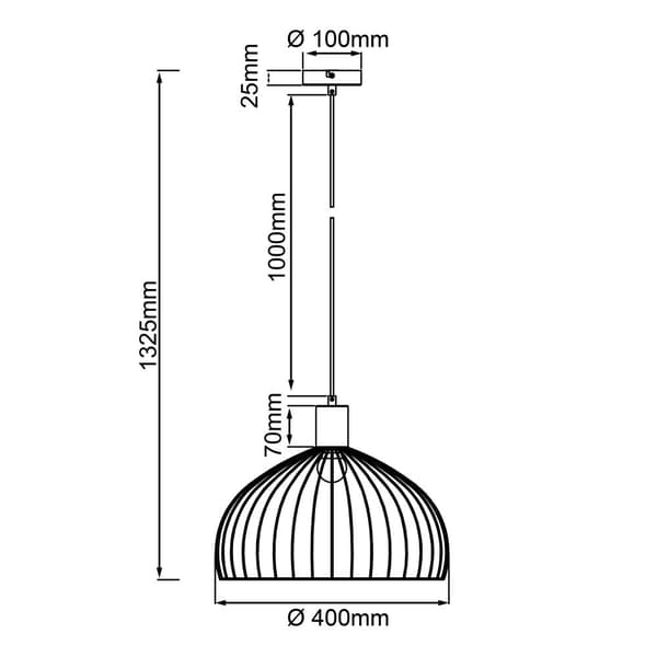 BRILLIANT lampe, Blacky loftslampe 40cm sort mat, 1x A60, E27, 40W, kabel kan afkortes/justeres i højden