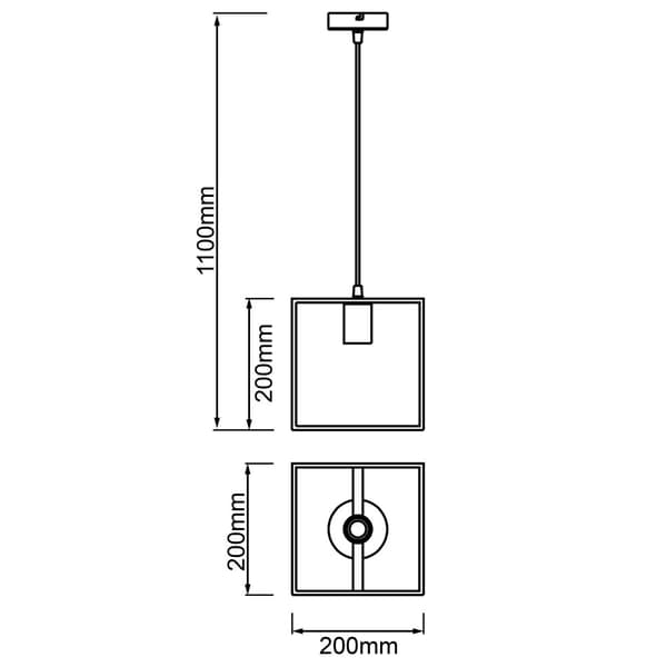 BRILLIANT lampa, Arica pendel 20x20cm svart / träfärgad, 1x A60, E27, 60W, kabel kan förkortas / justerbar i höjdled