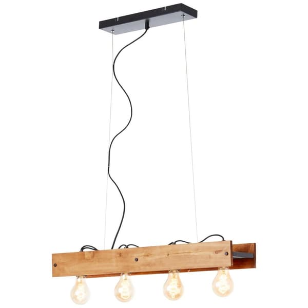 BRILLIANT lampa, Calandra taklampa 4-lågor svart/träfärgad, 4x A60, E27, 42W, trä från hållbart skogsbruk (FSC)
